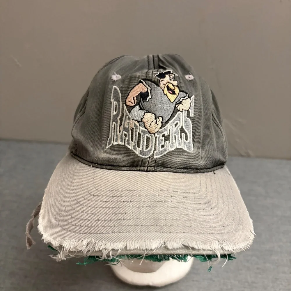 Vintage Flintstones Hat‎ Mens OSFA Grey 1993 Barney Rubble Raiders Trashed 90s